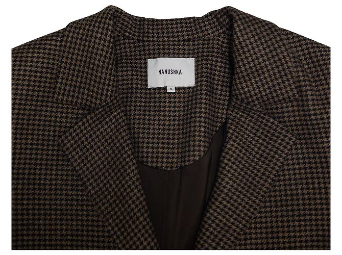 Blazer Oversized Nanushka com estampa Houndstooth em poliéster marrom - vista 6