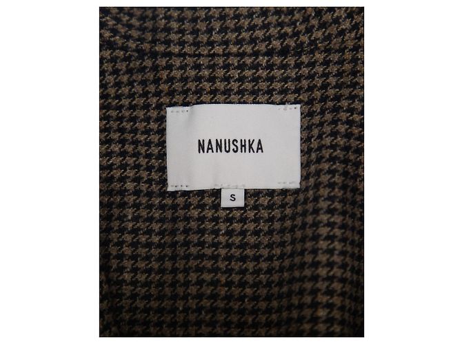 Blazer Oversized Nanushka com estampa Houndstooth em poliéster marrom - vista 7
