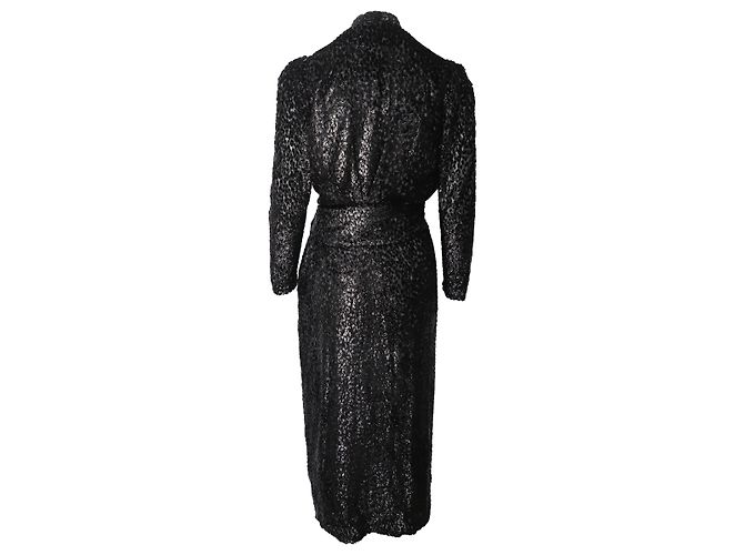 IRO Xonina Midikleid aus Metallic-Devoré-Samt in Wickeloptik aus schwarzer Viskose - Ansicht 2