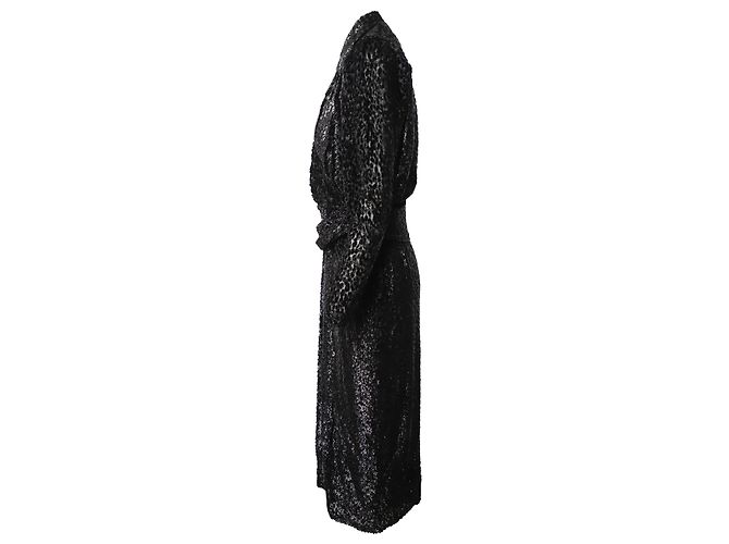IRO Xonina Midikleid aus Metallic-Devoré-Samt in Wickeloptik aus schwarzer Viskose - Ansicht 3