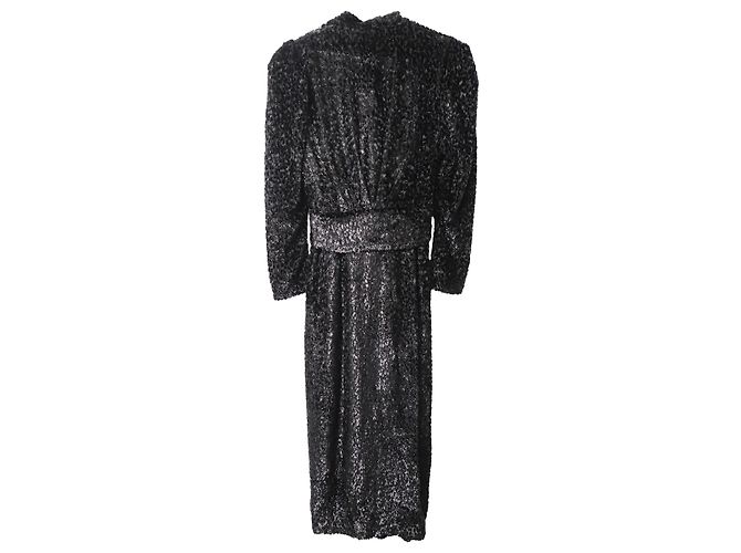 IRO Xonina Midikleid aus Metallic-Devoré-Samt in Wickeloptik aus schwarzer Viskose - Ansicht 4