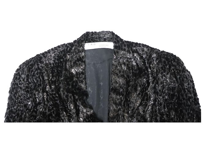IRO Xonina Midikleid aus Metallic-Devoré-Samt in Wickeloptik aus schwarzer Viskose - Ansicht 6