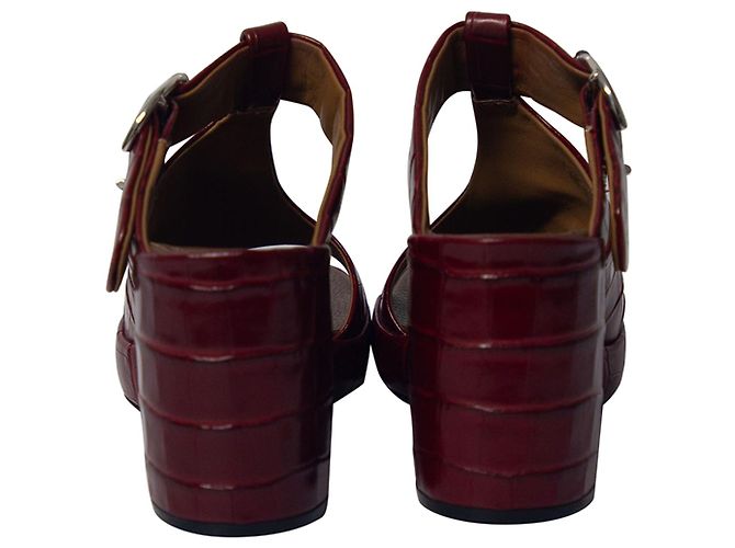 Mules de piel roja con efecto de cocodrilo Wave de Chloé - vista 4