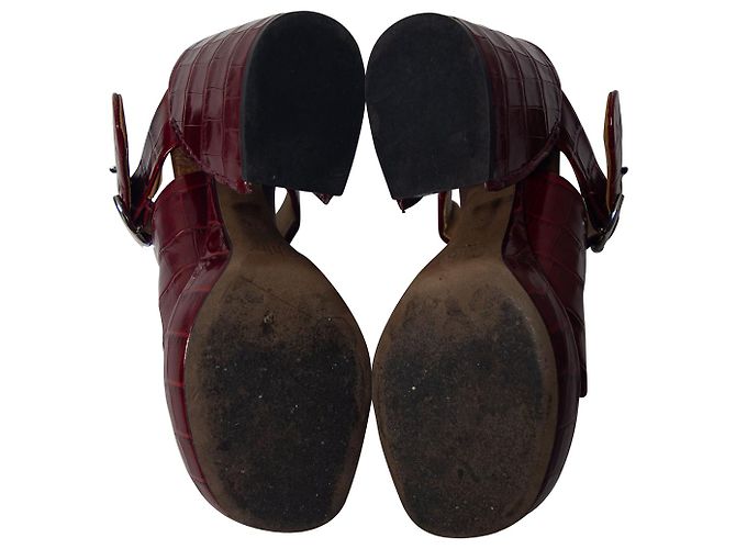 Mules de piel roja con efecto de cocodrilo Wave de Chloé - vista 5