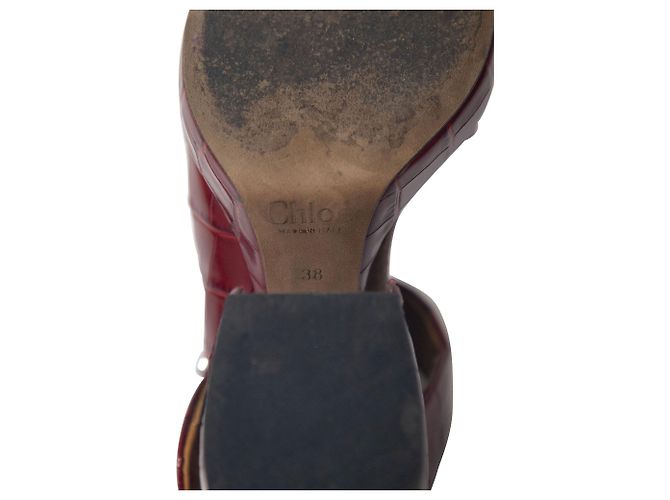 Mules de piel roja con efecto de cocodrilo Wave de Chloé - vista 6