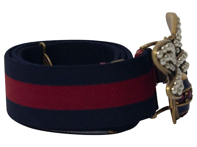 Gucci Queen Margaret Gürtel aus marineblau/rotem Twill Canvas - Ansicht 2