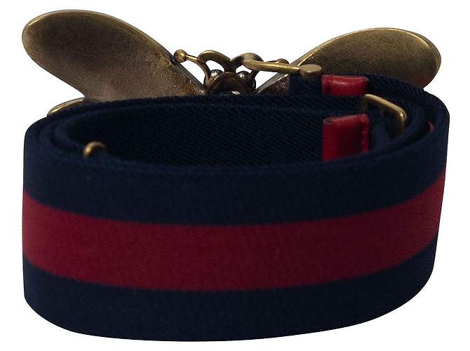 Gucci Queen Margaret Gürtel aus marineblau/rotem Twill Canvas - Ansicht 3
