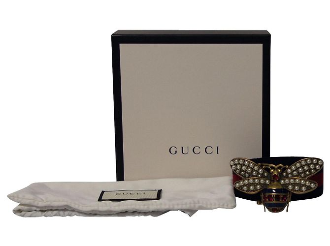 Gucci Queen Margaret Gürtel aus marineblau/rotem Twill Canvas - Ansicht 6