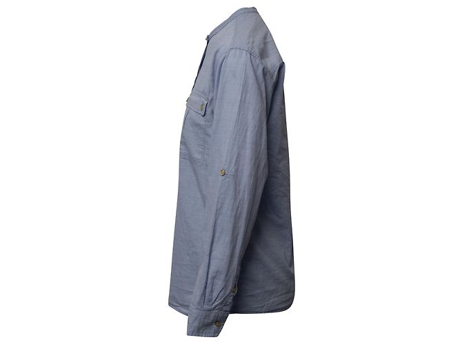 Camisa Isabel Marant de manga comprida com botão frontal em algodão azul - vista 2