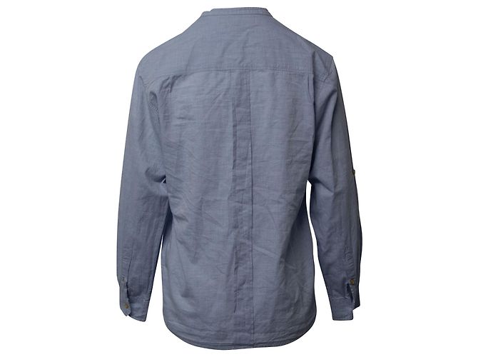 Camisa Isabel Marant de manga comprida com botão frontal em algodão azul - vista 3