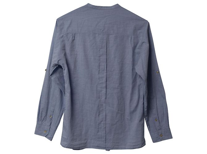 Camisa Isabel Marant de manga comprida com botão frontal em algodão azul - vista 5