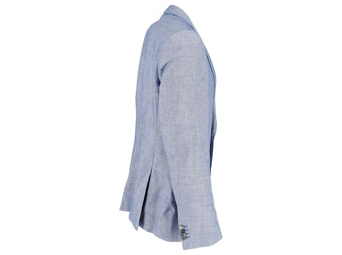 Hugo Boss Blazer aus hellblauer Mischung aus Baumwolle und Schurwolle - Ansicht 2