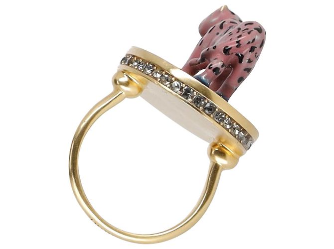 Dior Resin Leopard Anello impreziosito in metallo dorato - vista 2
