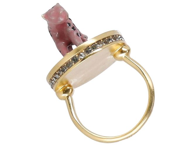 Dior Resin Leopard Anello impreziosito in metallo dorato - vista 3