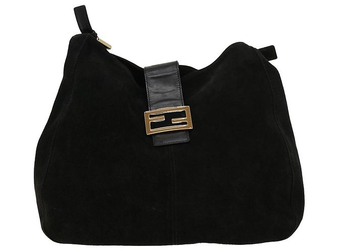 FENDI Borsa a tracolla Mamma Baguette Suede Black Auth ki2374 - vista 13