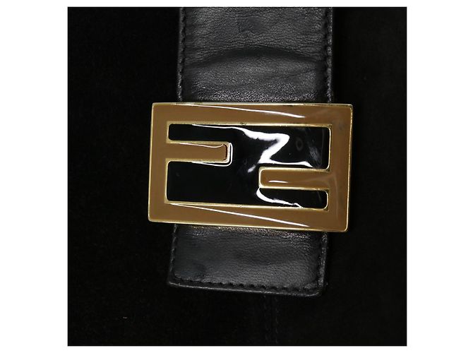 FENDI Borsa a tracolla Mamma Baguette Suede Black Auth ki2374 - vista 17