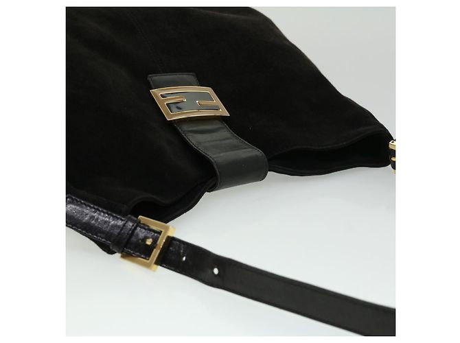 FENDI Borsa a tracolla Mamma Baguette Suede Black Auth ki2374 - vista 6