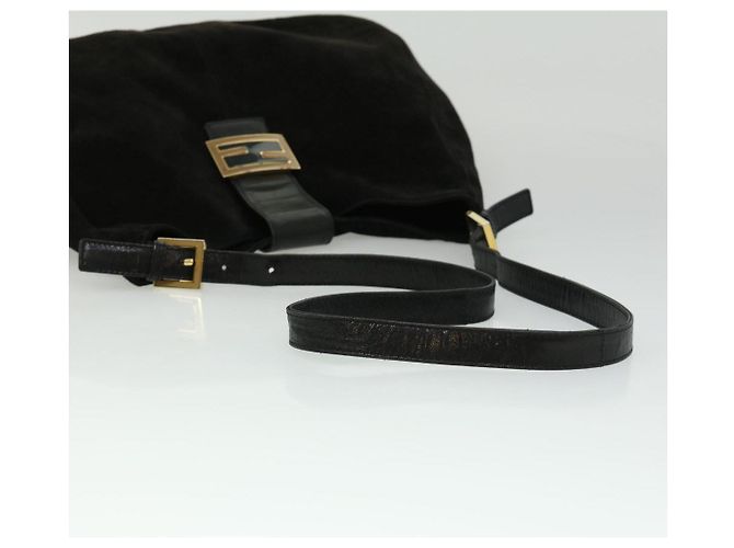 FENDI Borsa a tracolla Mamma Baguette Suede Black Auth ki2374 - vista 7