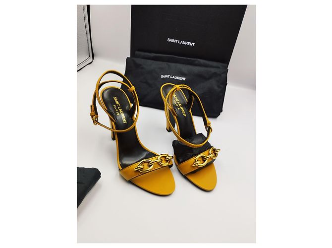 Sandali Saint Laurent Le Maillon in pelle marrone chiaro - vista 2