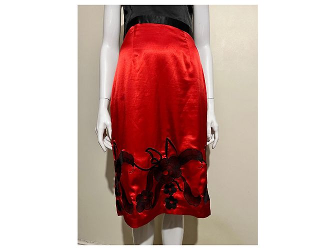 Diane Von Furstenberg Abito DvF in seta nera e rossa con ricami floreali in pizzo Nero Rosso - vista 6