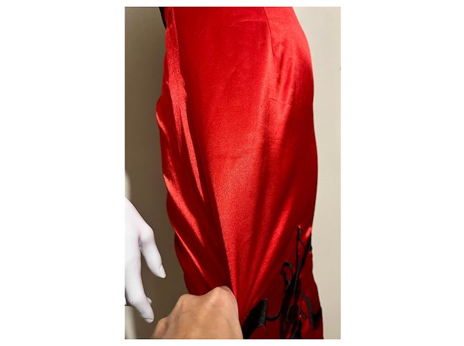 Diane Von Furstenberg Abito DvF in seta nera e rossa con ricami floreali in pizzo Nero Rosso - vista 7