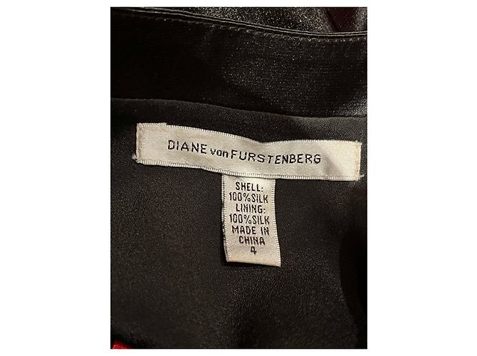 Diane Von Furstenberg Abito DvF in seta nera e rossa con ricami floreali in pizzo Nero Rosso - vista 9