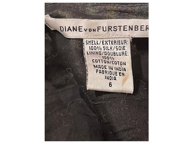 Diane Von Furstenberg Abito DvF Arana in chiffon di seta nero e oro D'oro - vista 6