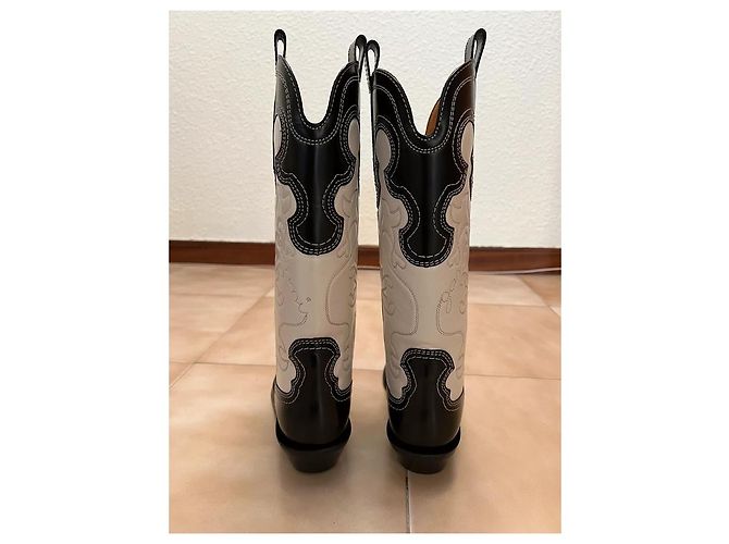 Ganni Westernstiefel mit mittlerem Schaft Schwarz Weiß - Ansicht 2