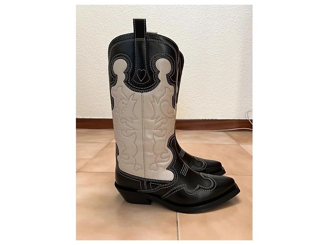 Ganni Westernstiefel mit mittlerem Schaft Schwarz Weiß - Ansicht 5