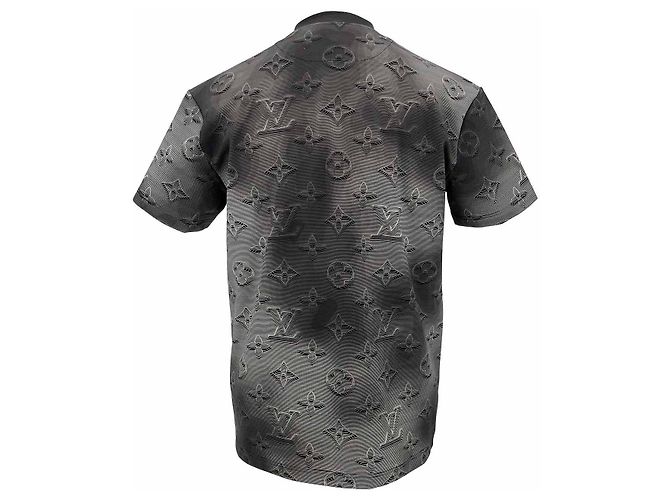 Louis Vuitton t-shirt in grey polyamide with 3D effect monogram - view 2