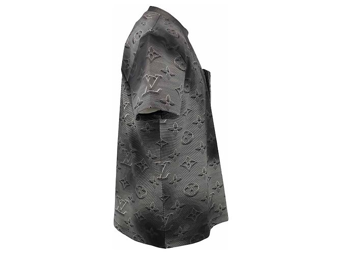 Louis Vuitton t-shirt in grey polyamide with 3D effect monogram - view 3