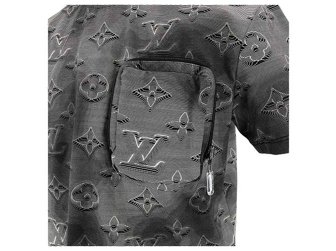 Louis Vuitton t-shirt in grey polyamide with 3D effect monogram - view 4