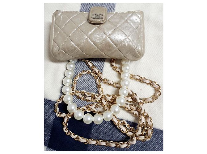 Chanel Umhängetasche Silber Golden - Ansicht 10