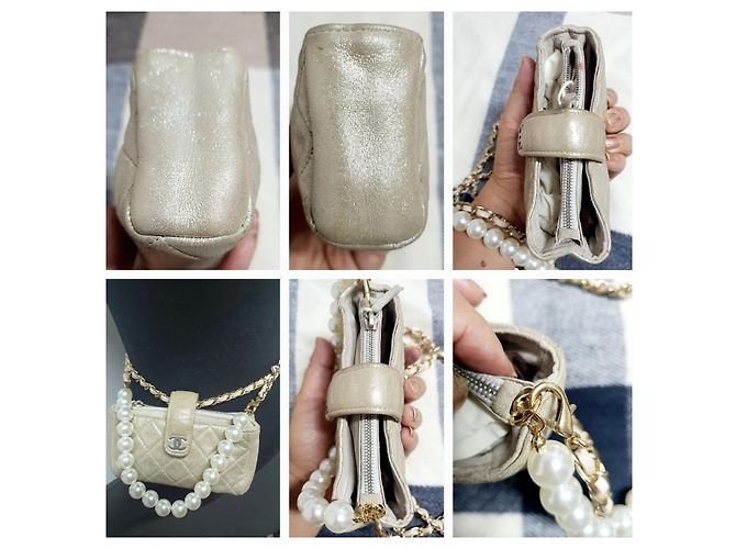 Chanel Umhängetasche Silber Golden - Ansicht 14