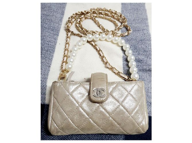 Chanel Umhängetasche Silber Golden - Ansicht 16