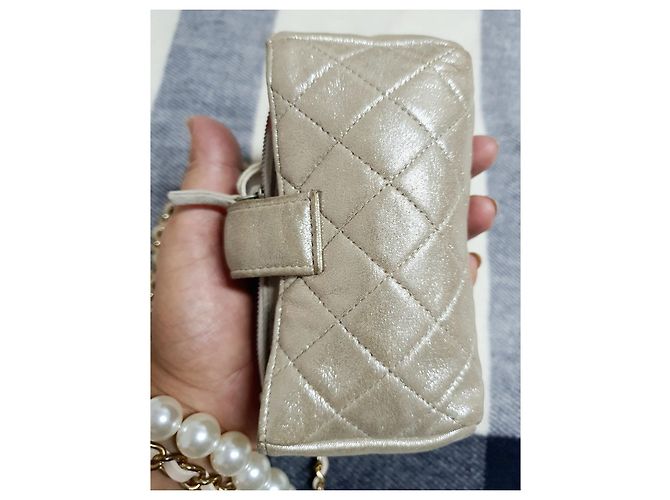 Chanel Umhängetasche Silber Golden - Ansicht 2