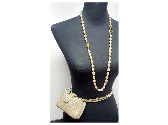 Chanel Umhängetasche Silber Golden - Ansicht 5