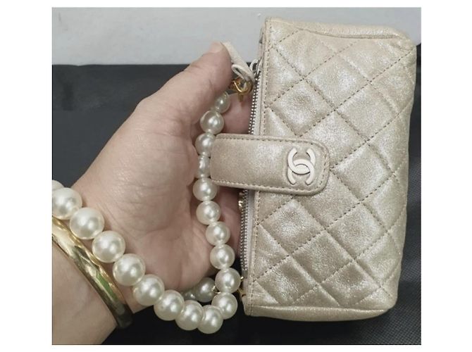 Chanel Umhängetasche Silber Golden - Ansicht 8