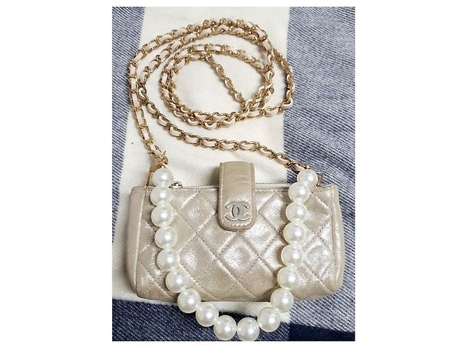 Chanel Umhängetasche Silber Golden - Ansicht 9