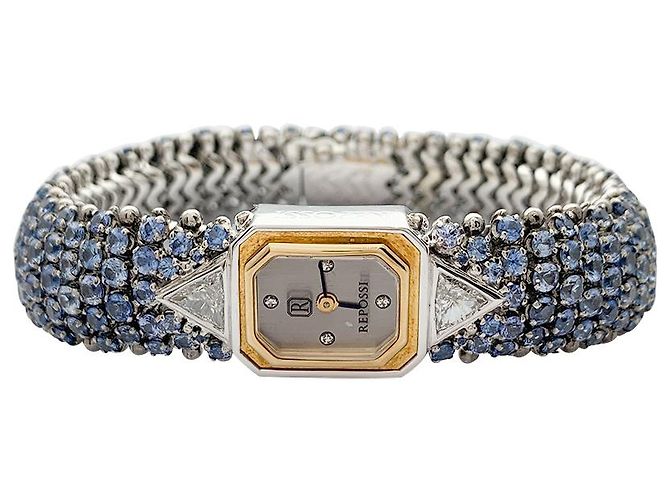 Repossi-Uhr, zwei golds, Saphiren, Diamanten. - Ansicht 2
