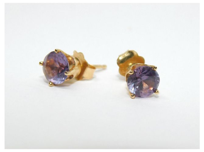Autre Marque Orecchini a bottone con ametiste viola viola oro D'oro Porpora - vista 2