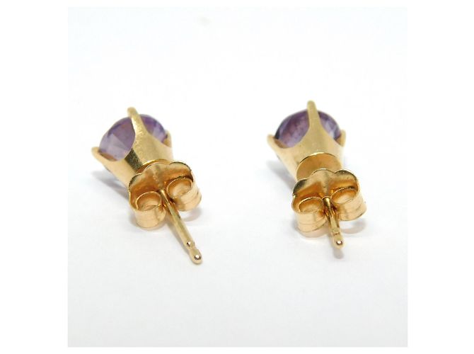 Autre Marque Orecchini a bottone con ametiste viola viola oro D'oro Porpora - vista 4