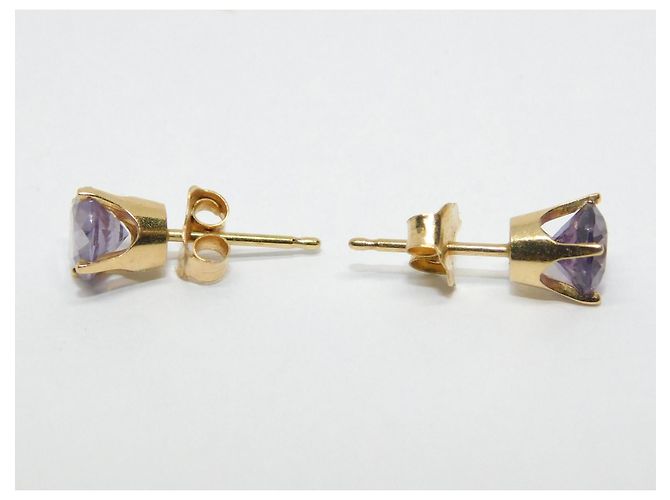 Autre Marque Orecchini a bottone con ametiste viola viola oro D'oro Porpora - vista 5