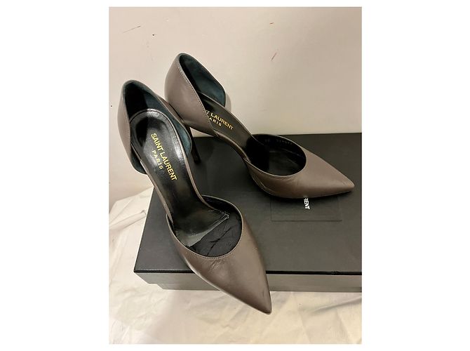 Saint Laurent Décolleté SL D'Orsay con cut out Grigio - vista 3