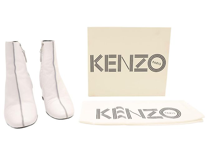 Kenzo Bottines Daria en Cuir Blanc - vue 7