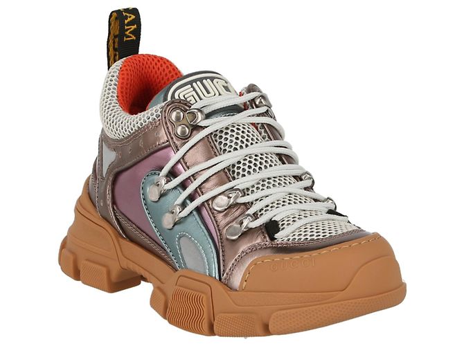 Baskets en cuir métallisé Flashtrek Gucci - vue 2