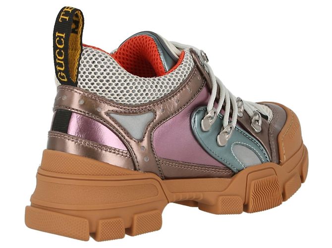 Baskets en cuir métallisé Flashtrek Gucci - vue 3