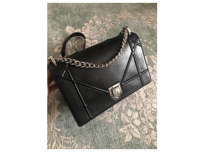 Borsa a mano Dior Diorama in pelle nera Nero - vista 4