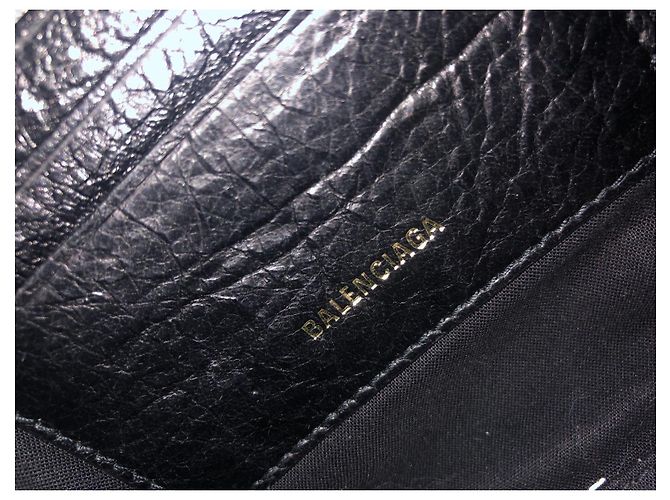 Borsa a mano Balenciaga Graffiti in pelle nera Moyen Nero - vista 7