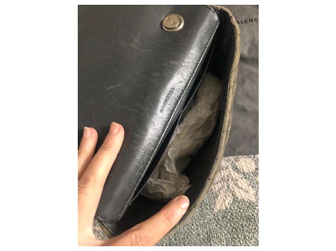 Balenciaga BB Chain Handtasche Samt Grau - Ansicht 9